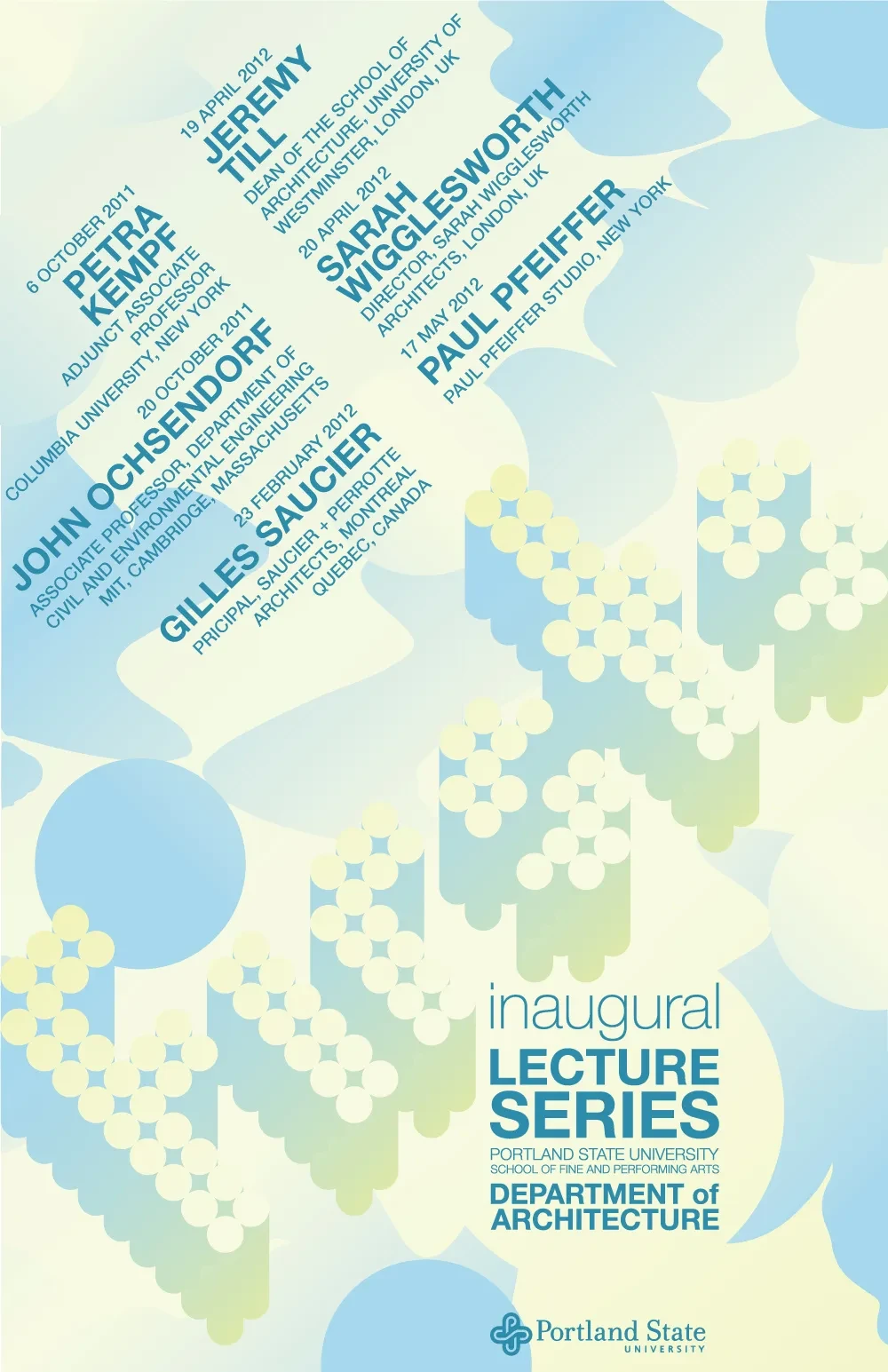 Full architectural lecture series poster using the Firsts modular typeface