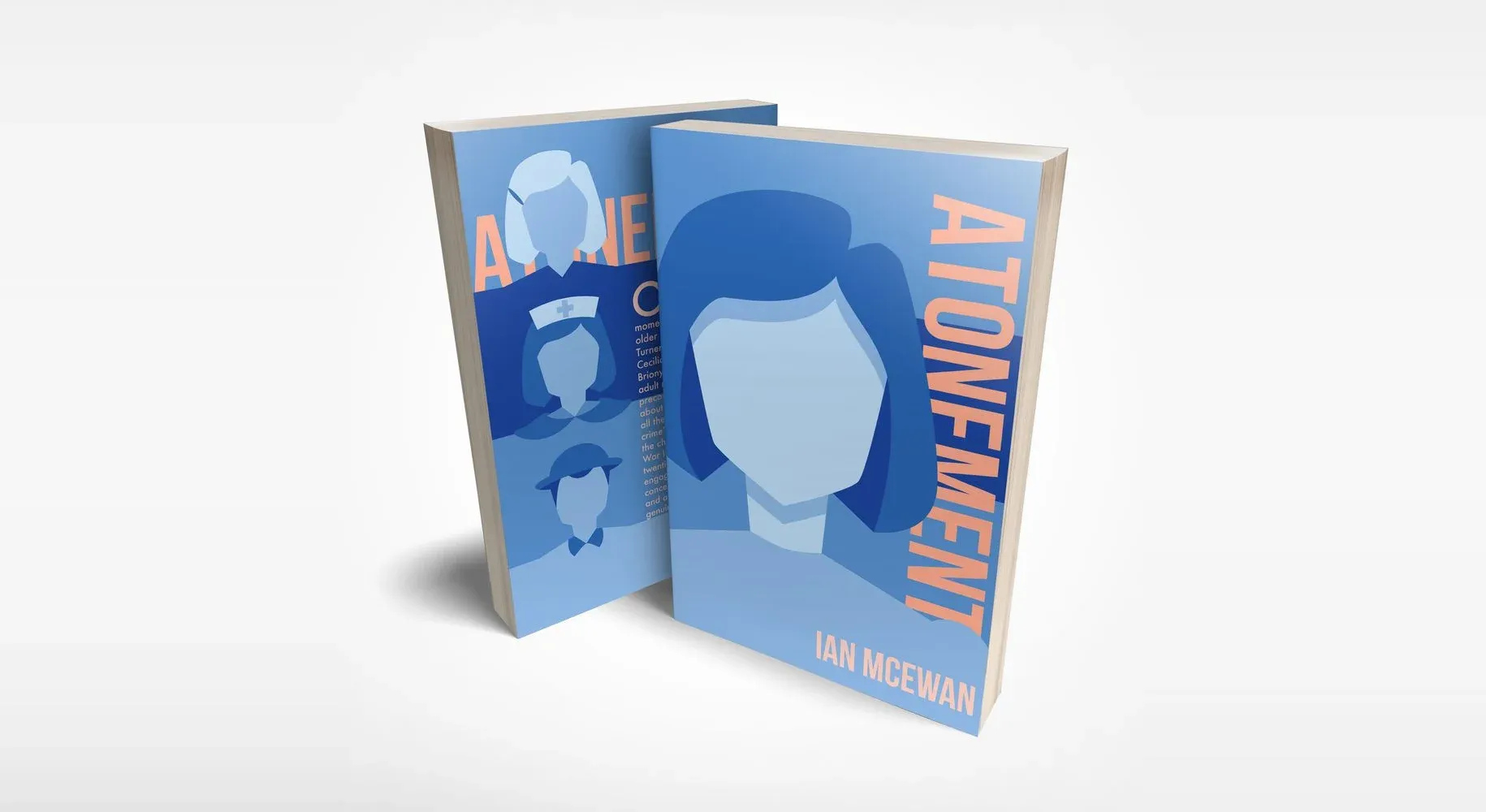Atonement book cover mockup, front and back covers