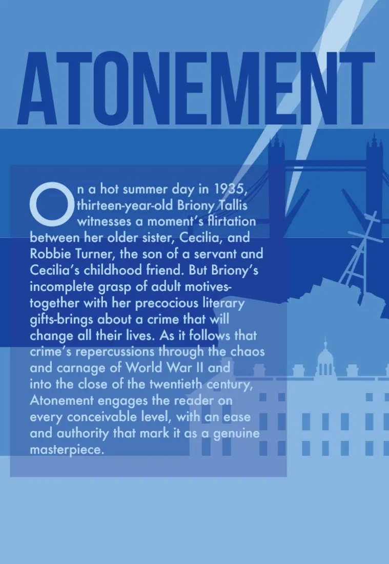 Version 1, back cover. Atonement v1 back cover
