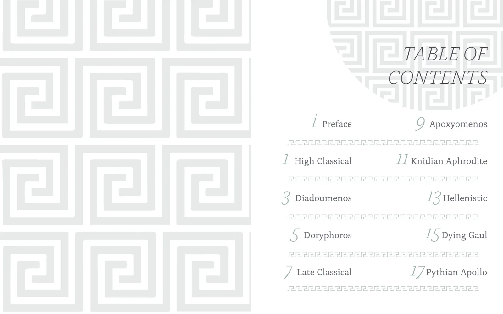 Hellas table of contents spread